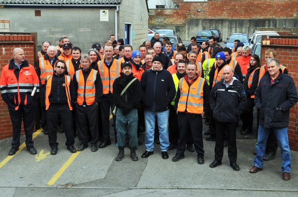 Royal Mail workers on unofficial strike, February 2010